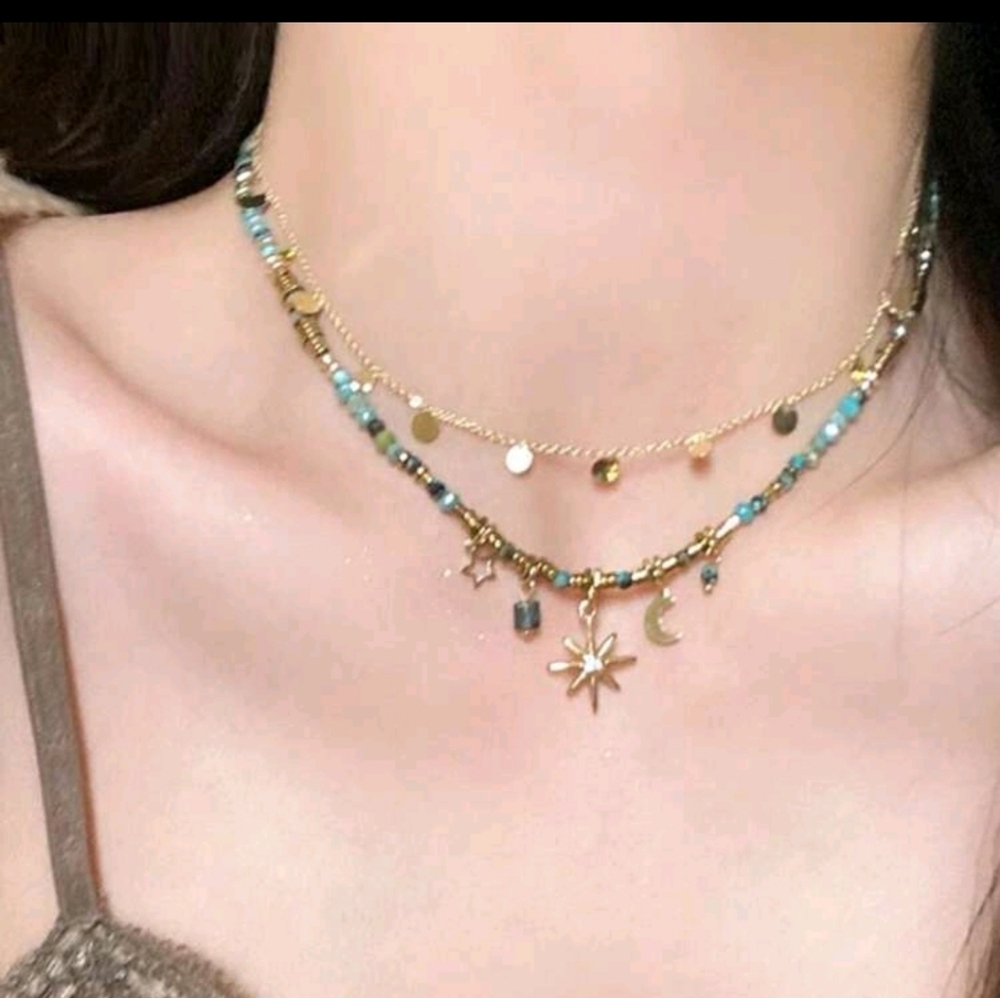 BRAND NEW ** Gold and Black Charm Necklace